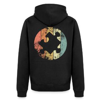 Puzzle - Unisex Premium Organic Zip Hoodie - black - Back - Nico (187cm)