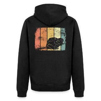 Beaver - Unisex Premium Organic Zip Hoodie - black - Back - Nico (187cm)