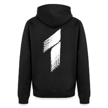 Nummer Eins 1 - Unisex Premium Bio Zip Hoodie - Schwarz - Hinten - Nico (187cm)