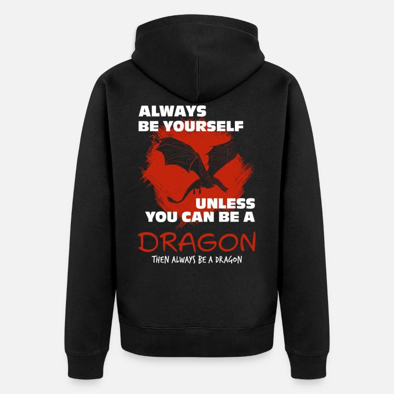 Drache - Unisex Premium Bio Zip Hoodie - Schwarz