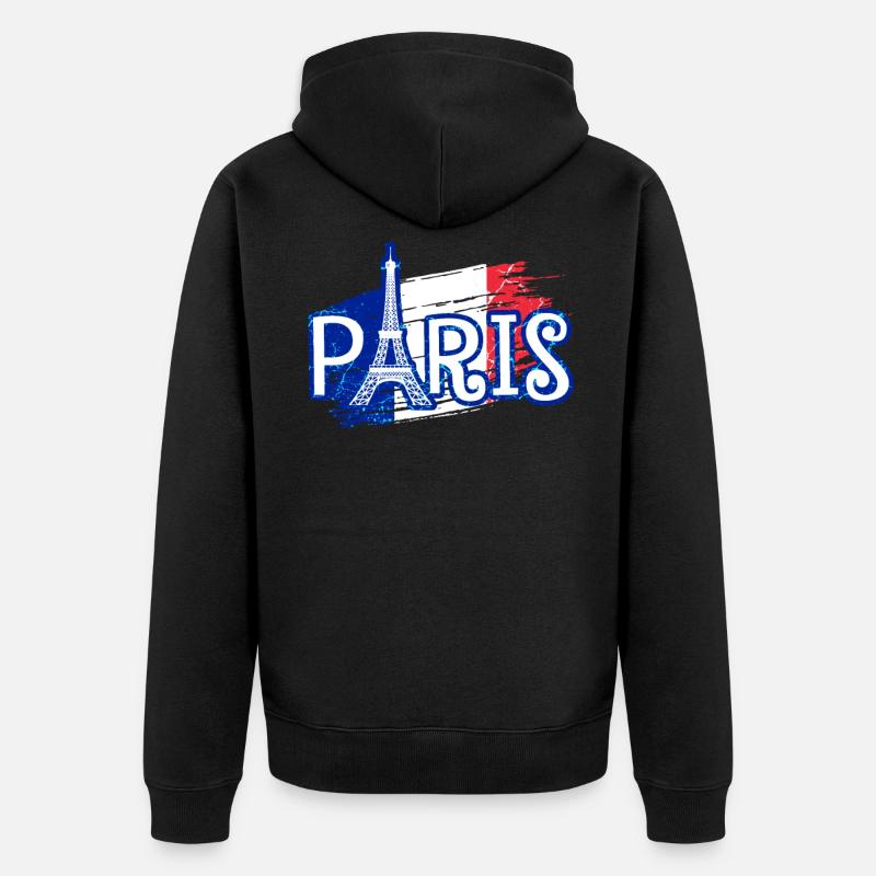 Paris Eiffelturm Frankreich - Unisex Premium Bio Zip Hoodie - Schwarz