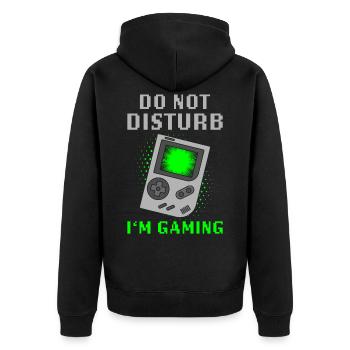 Gaming - Unisex Premium Bio Zip Hoodie - Schwarz - Hinten - Nico (187cm)