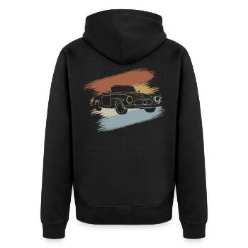 Cabrio Auto - Unisex Premium Bio Zip Hoodie - Schwarz - Hinten - Nico (187cm)