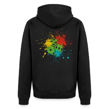Würfel - Unisex Premium Bio Zip Hoodie - Schwarz - Hinten - Nico (187cm)