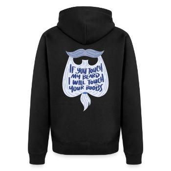 Mann mit Bart bärtig Vollbart Schnauzer Geschenk - Unisex Premium Bio Zip Hoodie - Schwarz - Hinten - Nico (187cm)