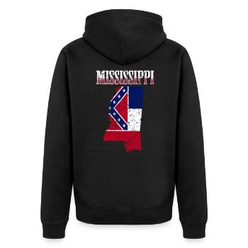 Mississippi USA - Unisex Premium Bio Zip Hoodie - Schwarz - Hinten - Nico (187cm)