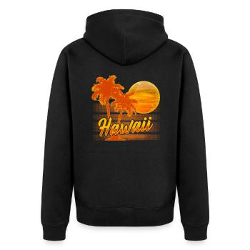 Hawaii - Unisex Premium Bio Zip Hoodie - Schwarz - Hinten - Nico (187cm)