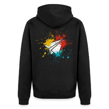 Paper Airplane Pilot - Unisex Premium Organic Zip Hoodie - black - Back - Nico (187cm)