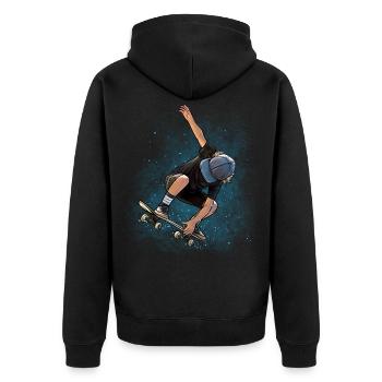 Skater Skateboard - Unisex Premium Bio Zip Hoodie - Schwarz - Hinten - Nico (187cm)