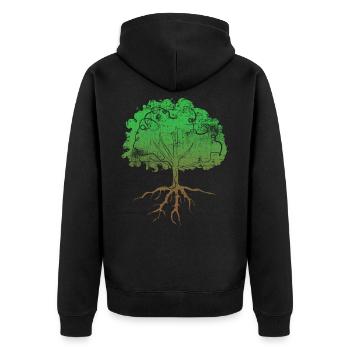 Tree - Unisex Premium Organic Zip Hoodie - black - Back - Nico (187cm)