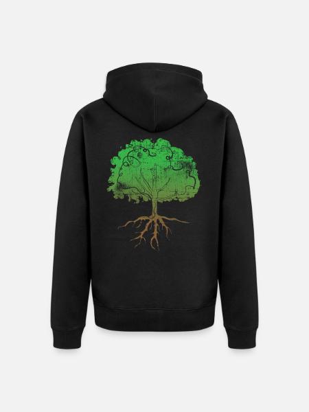 Tree - Unisex Premium Organic Zip Hoodie - black