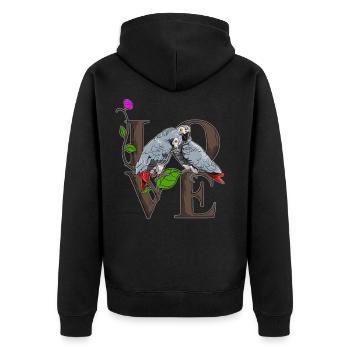 Graupapagei - Unisex Premium Bio Zip Hoodie - Schwarz - Hinten - Nico (187cm)