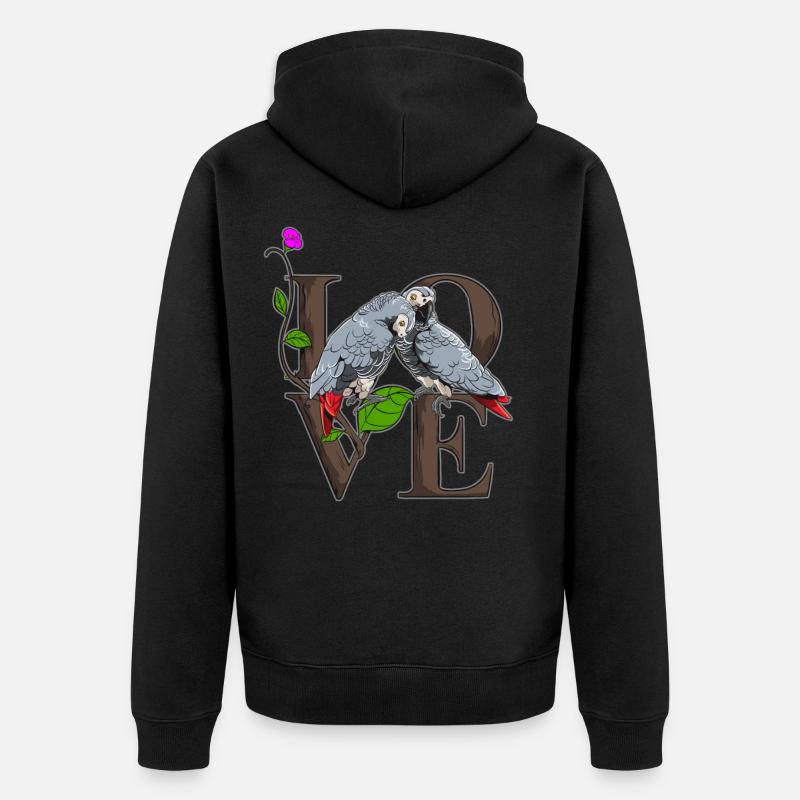 Graupapagei - Unisex Premium Bio Zip Hoodie - Schwarz
