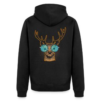 Cool deer with glasses - Unisex Premium Organic Zip Hoodie - black - Back - Nico (187cm)