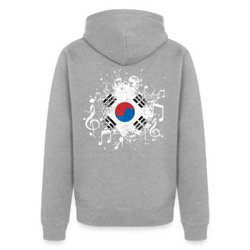 Südkorea Musik Korea - Unisex Premium Bio Zip Hoodie - Grau meliert - Hinten - Nico (187cm)