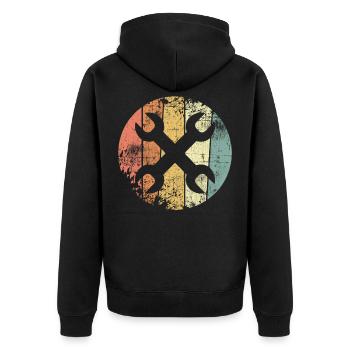 Werkzeug - Unisex Premium Bio Zip Hoodie - Schwarz - Hinten - Nico (187cm)