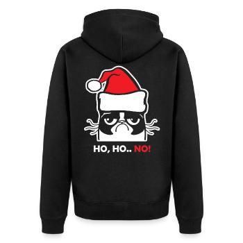 Chat noël, père noël, père noël, animal - Veste à capuche bio Premium Unisexe - noir - Dos - Nico (187cm)