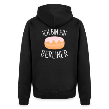 I am a Berlin JFK Berliner Berlin wa - Unisex Premium Organic Zip Hoodie - black - Back - Nico (187cm)