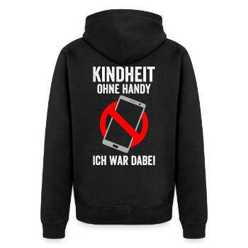 Kindheit ohne Handy Ich war dabei Kindheit Han - Unisex Premium Bio Zip Hoodie - Schwarz - Hinten - Nico (187cm)
