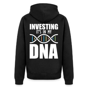 Investieren Spekulieren Aktien Börse - Unisex Premium Bio Zip Hoodie - Schwarz - Hinten - Nico (187cm)