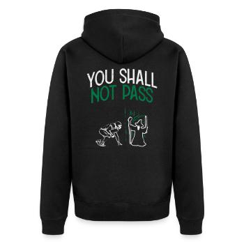 You Shall Not Pass American Football Gift - Unisex Premium Organic Zip Hoodie - black - Back - Nico (187cm)