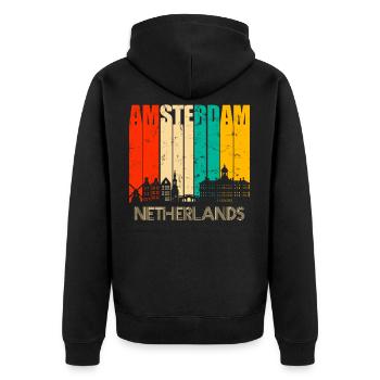 Amsterdam - Veste à capuche bio Premium Unisexe - noir - Dos - Nico (187cm)