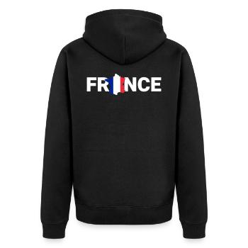 Frankreich - Unisex Premium Bio Zip Hoodie - Schwarz - Hinten - Nico (187cm)