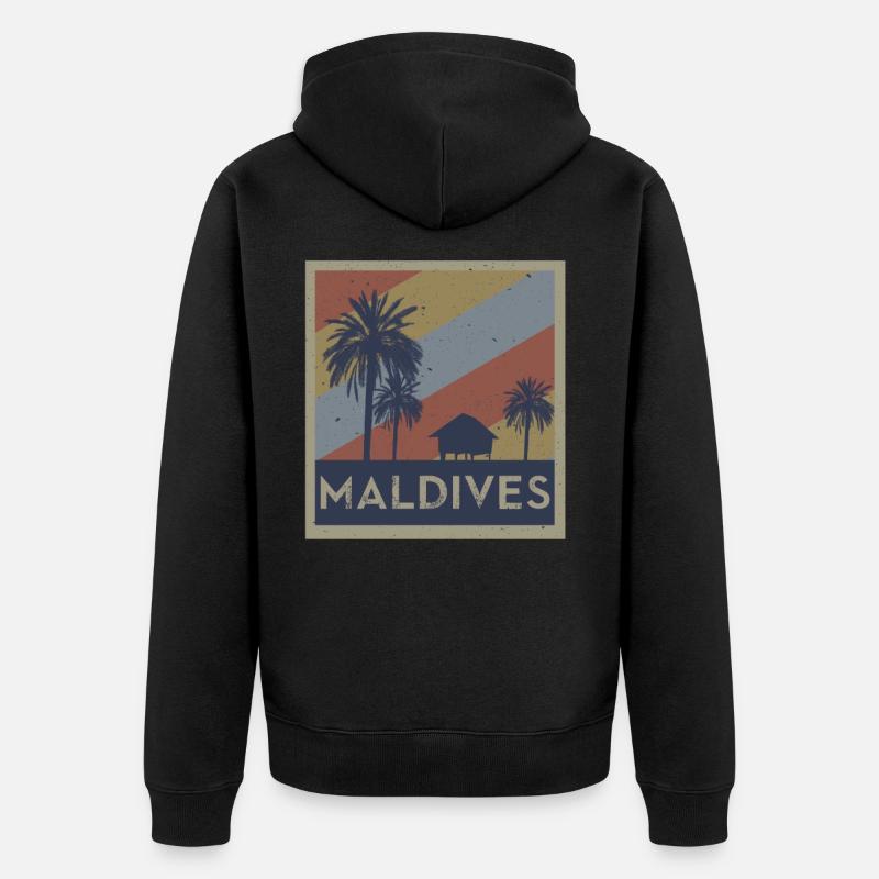 maldives retro square - Veste à capuche bio Premium Unisexe - noir