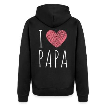 I Love Papa Father Father's Day - Unisex Premium Organic Zip Hoodie - black - Back - Nico (187cm)