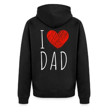 I liebe Papa - Unisex Premium Bio Zip Hoodie - Schwarz - Hinten - Nico (187cm)