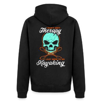 Kajak - Unisex Premium Bio Zip Hoodie - Schwarz - Hinten - Nico (187cm)