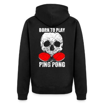 Ping Pong Tischtennis Skull Totenkopf - Unisex Premium Bio Zip Hoodie - Schwarz - Hinten - Nico (187cm)