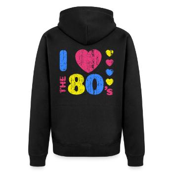 Eighties 80s 1980s vintage 1980 Party Love - Unisex Premium Organic Zip Hoodie - black - Back - Nico (187cm)