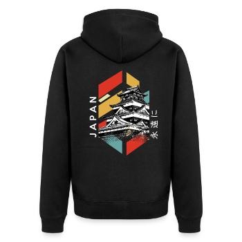 JAPAN FOREVER - Unisex Premium Bio Zip Hoodie - Schwarz - Hinten - Nico (187cm)