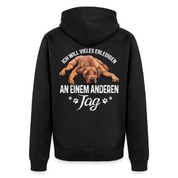 Rhodesian Ridgeback - Unisex Premium Bio Zip Hoodie - Schwarz - Hinten - Nico (187cm)