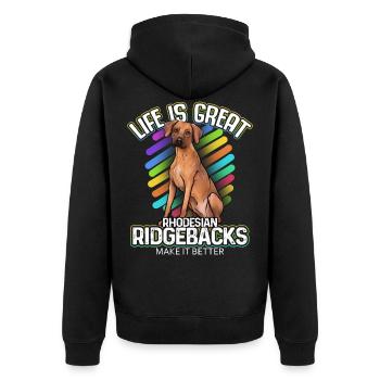 Rhodesian Ridgeback - Unisex Premium Organic Zip Hoodie - black - Back - Nico (187cm)