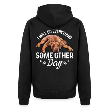 Rhodesian Ridgeback - Unisex Premium Organic Zip Hoodie - black - Back - Nico (187cm)