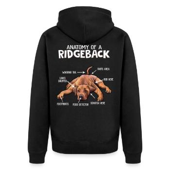 Rhodesian Ridgeback - Unisex Premium Organic Zip Hoodie - black - Back - Nico (187cm)