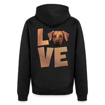 Rhodesian Ridgeback - Unisex Premium Organic Zip Hoodie - black - Back - Nico (187cm)