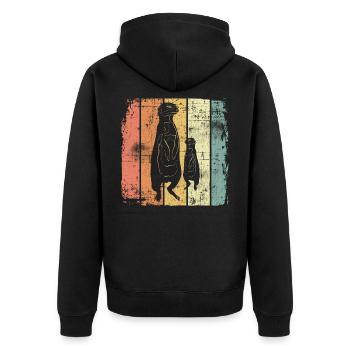 meerkat - Unisex Premium Organic Zip Hoodie - black - Back - Nico (187cm)