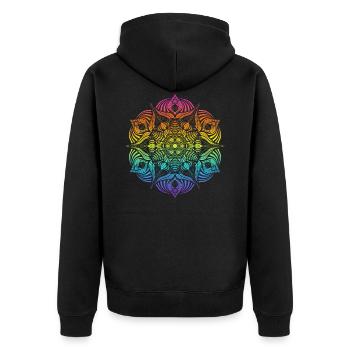 Mandala - Unisex Premium Bio Zip Hoodie - Schwarz - Hinten - Nico (187cm)