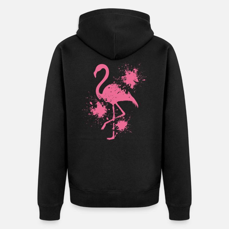 Flamingo - Unisex Premium Bio Zip Hoodie - Schwarz