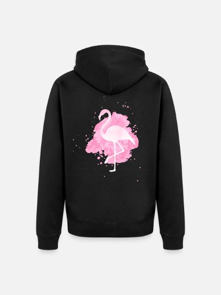 Flamingo - Unisex Premium Bio Zip Hoodie - Schwarz
