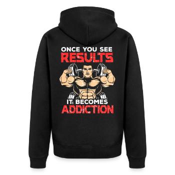 Gym Fitness Bodybuilding Weight Training Strength Training - Unisex Premium Organic Zip Hoodie - black - Back - Nico (187cm)