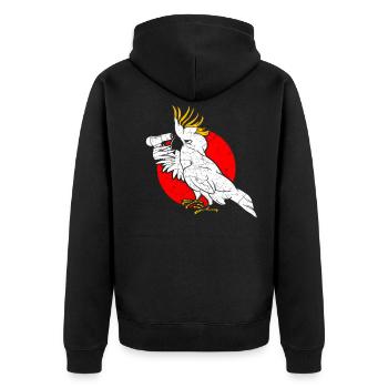 Funny cockatoo parrot hairstyle - Unisex Premium Organic Zip Hoodie - black - Back - Nico (187cm)