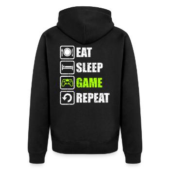 Gaming Gamer Game - Unisex Premium Bio Zip Hoodie - Schwarz - Hinten - Nico (187cm)