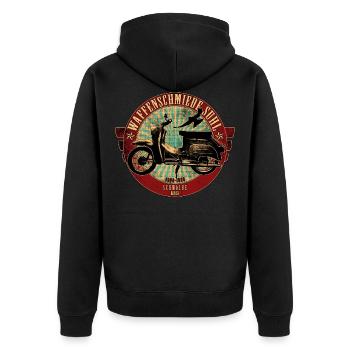 Simson Schwalbe KR51 - Unisex Premium Bio Zip Hoodie - Schwarz - Hinten - Nico (187cm)