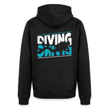 Taucher - Unisex Premium Bio Zip Hoodie - Schwarz - Hinten - Nico (187cm)