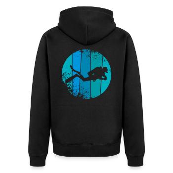 Taucher - Unisex Premium Bio Zip Hoodie - Schwarz - Hinten - Nico (187cm)