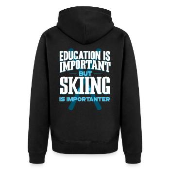 Ski - Unisex Premium Bio Zip Hoodie - Schwarz - Hinten - Nico (187cm)